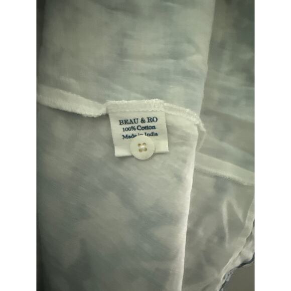 Beau & Ro Blue Folk Floral Button Front Floral Midi Dress Pockets Size Medium‎ - Picture 10 of 10